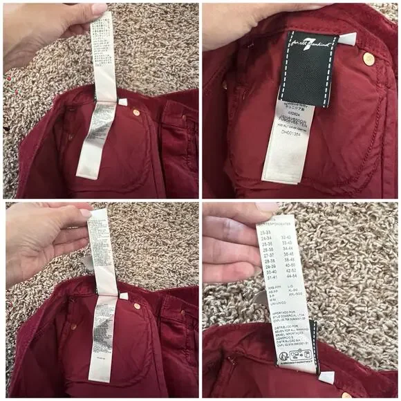 7 For All Mankind HW Ali Velvet Garnet Red High Waist Flare Pants 29 / Retro 70s - Picture 6 of 10